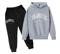 Generisch 2025 Children's Casual Letter Printed Long Sleeve Hoodie Pullover Sweatshirt Tracksuit Jogger Jogging Bottoms 2 Piece Sweatsuit Set 1 Dinosaur Clothing Boys, gray, 3-4 Years