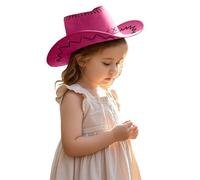 Generisch 2025 Children's Casual Solid Colour Stitching Summer Western Fashion Cowboy Wide Brim Travel Sun Hat Cowboy Bag Shoulder Bag, Hot Pink, One Size