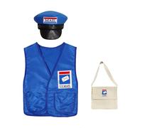 Generisch 2025 Children's Cosplay Costume Halloween School Season Performance Outfit Courier Postman Role Play Vest Hat Backpack Set for Boys Girls Cosplay Costume Anime Men (Blue, 5-7 Years)