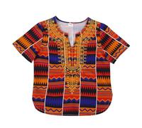 Generisch 2025 Children's Dashiki Casual Loose Shirt Boys Girls Boys Shirt 140 Festive, blue, 5-6 Years