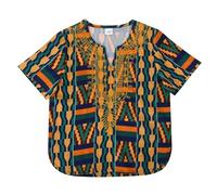 Generisch 2025 Children's Dashiki Casual Loose Shirt Boys Girls Boys Shirt 140 Festive, yellow, 5-6 Years