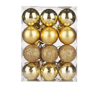 Generisch 2025 Christmas Baubles Christmas Decorations Plastic Hanging Decoration for Christmas Tree, 4 cm, Pack of 24 (Gold, One Size)