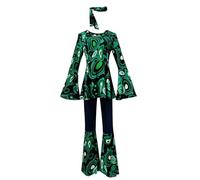 Generisch 2025 Colour Printed Patchwork with Top Trousers Hijab Disco Dress for Women Cosplay My Hero Academy Costume Wigs, Army Green, S