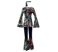 Generisch 2025 Colour Printed Patchwork with Top Trousers Hijab Disco Dress for Women Cosplay My Hero Academy Costume Wigs, White, S