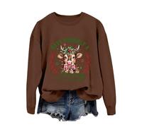 Generisch 2025 Cow Christmas Girl's Holiday Western Print Sweatshirt Crop Girls, brown, L