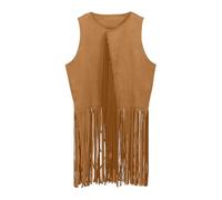 Generisch 2025 Cowboy Vest Outfits Hippie Costume Set Children Girls Fringe Tassel Vest Cosplay Party Costume Shirt Girls Rabbit (Khaki 7-8 Years)