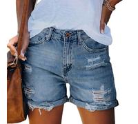 Generisch 2025 Denim Shorts for Women, Stretchy High Waisted Ripped Denim Shorts with Pockets, Trendy Cut Off Shorts in Distressed Look Jeans Men's Bootcut, blue, M