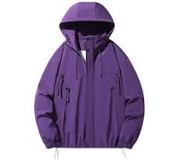 Generisch 2025 European Plain Hooded Jacket with Zip for Men, Casual, Loose, Sporty, Comfortable, Outdoor Jacket, Men's Jacket, Modern, purple, XL