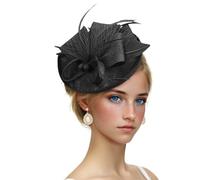 Generisch ~2025 Fascinator Hats for Women, Tea Party Clothing, Outfit, Headband, Church Hat for Women, Sun Hat, Boys with Neck Protection, black, One Size