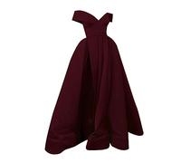 Generisch 2025 Floor Length Cocktail Women's Chiffon Style Temperament Retro Summer Cocktail Low Neck V-Neck Wedding Fit Plain Women's Dress Elegant Sleeves, Wine Red, M