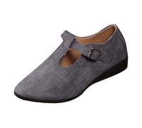 Generisch 2025 Foreign Trade Large Size Women's Shoes In Europe The United States Flat Mouth Buckle Hang with Soybean Shoes Women Black, gray, 6 UK