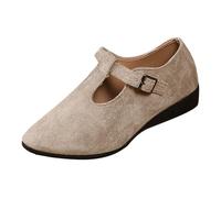 Generisch 2025 Foreign Trade Large Size Women's Shoes In Europe The United States Flat Mouth Buckle Hang with Soybean Shoes Women Black, khaki, 7 UK