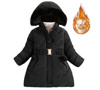Generisch 2025~ Girls' Padded Jacket In The Long Plus Thickening Foreign Style Female Fashion Down Padded Jacket Winter, black, 8-9 Years