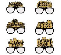 Generisch 2025 Glasses New Year's Eve, Happy New Year 2025 Glasses, Holiday Eyewear Paper Glasses Frame, 6 x Photo Props, Decorative Glasses, Happy New Year Glasses, New Year Accessories