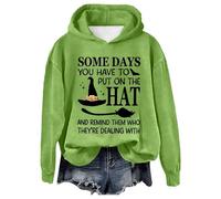 Generisch | 2025 Halloween Hoodie for Women Oversized Letter Print Loose Fit Trendy Hooded Neck Shirts Coat Wine Red, Light green, XXL