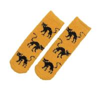 Generisch 2025 Halloween Socks for Men Women Coral Velvet Warm Floor Socks Half Velvet Glow in the Dark Sleep Socks with Slip Dispenser 2025, yellow, One Size
