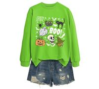 Generisch 2025 Halloween Sweatshirt Women's Sweatshirt Without Halloween Theme Cat Long Sleeve Top Perfect for Daily Casual Use Thin Fleece Jacket Women, Light green, XL