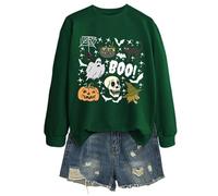Generisch 2025 Halloween Sweatshirt Women's Sweatshirt Without Halloween Theme Cat Long Sleeve Top Perfect for Daily Casual Use Thin Fleece Jacket Women, Dark green, L