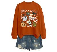 Generisch 2025 Halloween Sweatshirt Women's Sweatshirt Without Halloween Theme Cat Long Sleeve Top Perfect for Daily Casual Use Thin Fleece Jacket Women, orange, XL
