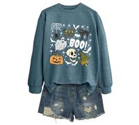 Generisch 2025 Halloween Sweatshirt Women's Sweatshirt Without Halloween Theme Cat Long Sleeve Top Perfect for Daily Casual Use Thin Fleece Jacket Women, navy, S