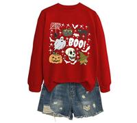 Generisch 2025 Halloween Sweatshirt Women's Sweatshirt Without Halloween Theme Cat Long Sleeve Top Perfect for Daily Casual Use Thin Fleece Jacket Women, red, XXL
