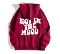 Generisch 2025 Hoodie Women's / Winter Casual Loose Letters Not In The Moon Print Hoodie, red, XL