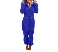 Generisch 2025 Jumpsuits for Women, Fluffy Fleece Hooded Pyjamas, Jumpsuit, Long Sleeve Romper, Warm Winter Pyjamas, Men's Onesie, blue, M