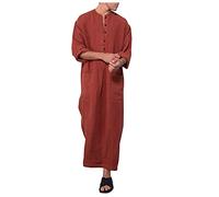 Generisch 2025 Long Sleeve Blouse for Men Topcoats Muslim Long Comfortable Dresses Muslim Clothing Muslim, brown, M