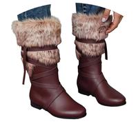 Generisch 2025 Medieval Boots for LARP Performances, Costume Shoes for Historic Reenactment Boots with Soft Synthetic Sole, brown, 8 UK