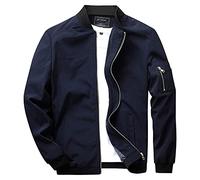 Generisch 2025 Men's Fashion Plain Stand-Up Collar Full Zip Long Sleeve Pocket Lightweight Jacket Trench Coat Tao Men, darkblue, M