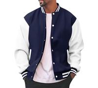 Generisch 2025 Men's Fashion Varsity Jacket, Casual, Slim Fit, Cotton, Letterman, Baseball, Bomber Jacket, Urb An Classic College Jacket, Sleeves, Removable Men, navy, S