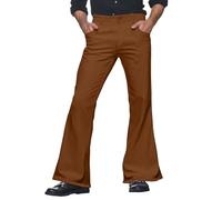 Generisch 2025 Men's Flared Trousers 70s Trousers Men's Wide Leg Carnival Disco Trousers Flared Trousers 70s Outfit Men's Vest Checked, coffee, XL