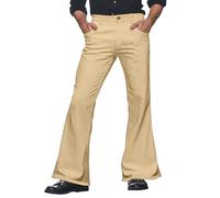 Generisch 2025 Men's Flared Trousers 70s Trousers Men's Wide Leg Carnival Disco Trousers Flared Trousers 70s Outfit Men's Vest Checked, khaki, XL