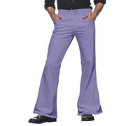 Generisch 2025 Men's Flared Trousers 70s Trousers Men's Wide Leg Carnival Disco Trousers Flared Trousers 70s Outfit Men's Vest Checked, purple, XL