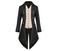 Generisch 2025 Men's Steampunk Clothing - Gothic Tailcoat Men's Long Trendy Green Coat with Buttons Medieval Frock Coat Elegant Tuxedo 70s Suit Vest Victorian Yard Clothing Carnival Halloween