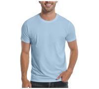 Generisch 2025-Men's T-Shirt Ultra Soft White Plain Crew Neck Casual Basic T-Shirt for Men, sky blue, XXL