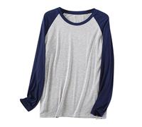 Generisch 2025 Men's Top Long Sleeve Thin Home Textile Plus Size Loose Sleepwear Home Textile Leggings Short, navy, L