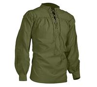 Generisch 2025 Men's Tops Fashion Colour Shirt Men Bandage Long Sleeve Medie Shirt Gothic Man Casual Blouse Men, Army Green, XXL