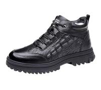 Generisch 2025 Men's Winter Lace-Up Shoes Plush Thickened Casual Soft Sole Non-Slip Fashion Leather Upper Father Shoes Cotton Shoes Roller Skates Shoes Men 43, black, 10 UK