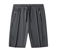 Generisch 2025 Men's Workout Running Shorts 7 Lightweight Athletic with Zip Pockets without Lining Quick Dry Gym Active Shorts Trousers Blue For Men, gray, 6XL