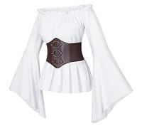 Generisch 2025 Ms Cosplay Medieval The Pure Colour Restoring Ancient Ways Dress with Pleated Waist Cosplay Costume Asta Character Jacket Hoodie, White, M