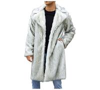 Generisch 2025 OverCoat Long Faux Warm Men's Coat Turn Down Winter Men's Coats Warm, Light grey, L
