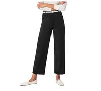 Generisch 2025 Plus Size Wide Leg Twill Trousers Wide Leg Petite Crop Trousers Stretch Capri Jeans Ankle Length Denim Trousers for Women White Trousers Women 48, black, L