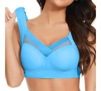Generisch 2025 Plus Size Wireless Bralette for Women, Comfortable Sleep Bra, Seamless Bra for Sleepwear, Home Relaxation, Seamless Bandeau with Support, sky blue, 5XL