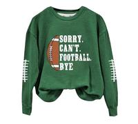 Generisch 2025 Pullover Sweatshirt Football Shirts for Women Football Mom Shirt Football Names Football Shirts Game Day Shirt, Dark green, L