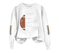 Generisch 2025 Pullover Sweatshirt Football Shirts for Women Football Mom Shirt Football Names Football Shirts Game Day Shirt, White, L