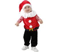 Generisch 2025 Santa Claus Costume for Children, Four Piece with Hat, Festive Outfit Boys Girls, Holiday Party, Performance Clothing (Red, 12-18 Months)