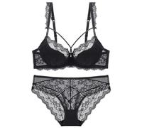 Generisch 2025 Sexy Lace Lingerie for Women, Beautiful, Comfortable, Breathable, Ruffled, Large Bra Set, Yoga Set, Women's Clothing, black, 36DD