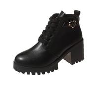 Generisch 2025 Short Boots for Women 2024 Winter Europe America Thick Heel High Heel Side Zip Ankle Boots Men Waterproof Wide, black, 8.5 UK