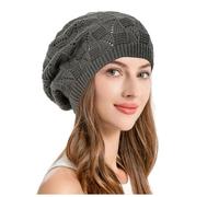 Generisch 2025 Soft Airy Beret Knitted with Cut-Out Lightweight Casual Crocheted Beret Black, gray, One Size